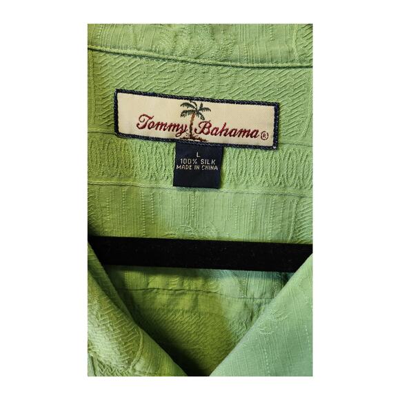Tommy Bahama Silk Green Hawaiian Tropical Palm Tree Short Sleeve Shirt Sz Large - Picture 3 of 5